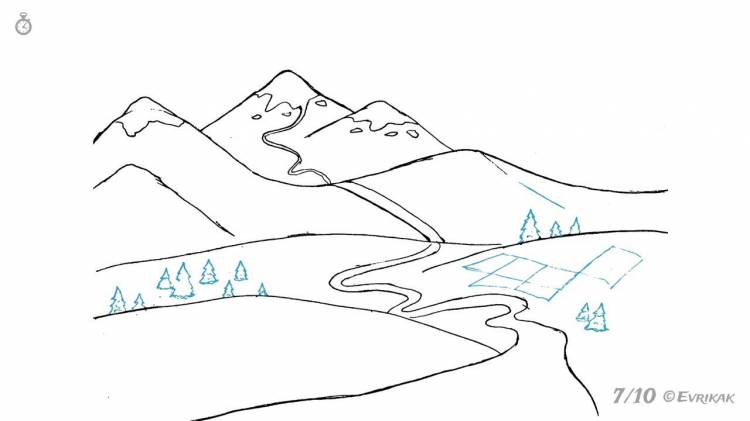 Как поэтапно нарисовать горный пейзаж