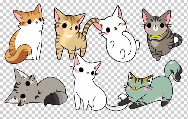 Иллюстрация шаржа кота, нарисованная рука семья кота, комиксы, млекопитающее, нарисованное png