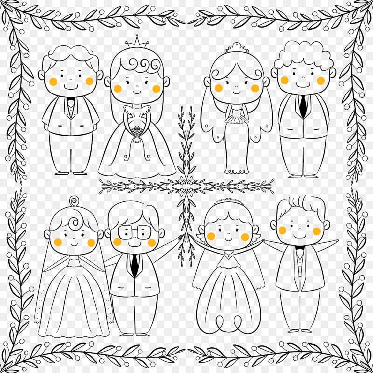 Нарисованные рукой элементы стиля линии жениха и невесты PNG , клипарт невесты, жених, невеста PNG картинки и пнг PSD рисунок для бесплатной загрузки