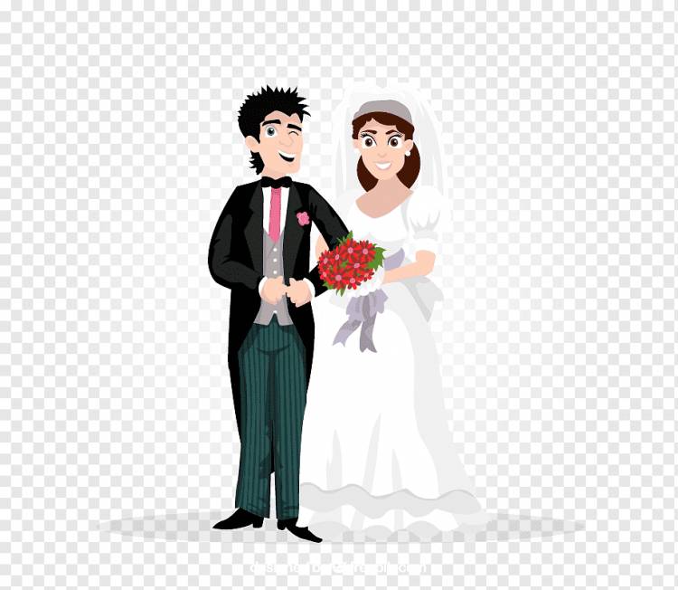 Жених Брак Иллюстрация, мультфильм невеста и жених, любовь, мультипликационный персонаж, свадьба png