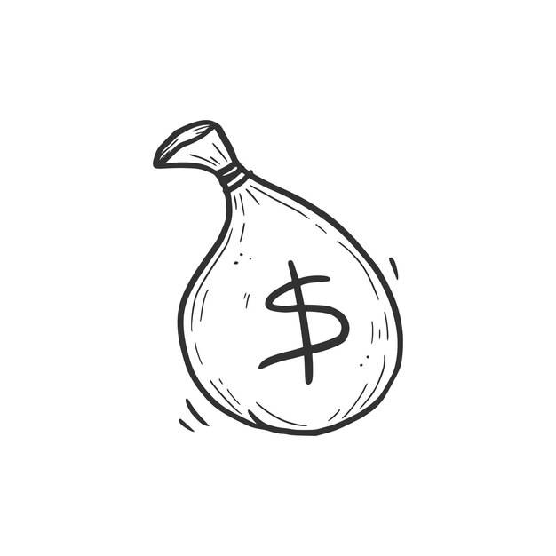 Нарисованный рукой элемент мешка денег