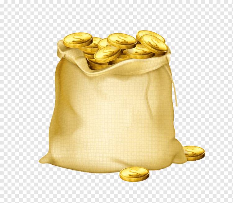 Золотая монета Сумочка, Золотой кошелек, золотая рамка, еда, нарисованная png