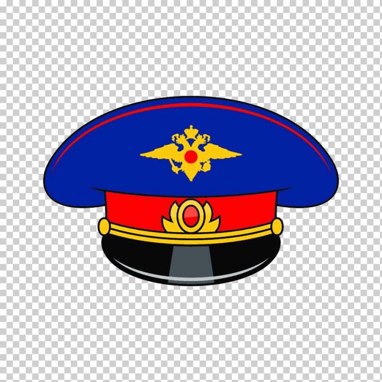 Полицейская шапка фуражка, мультипликационный персонаж, синий, эмблема png