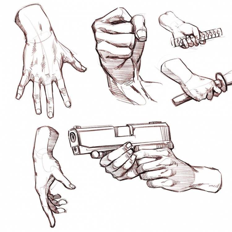 Нарисованная рука с пистолетом