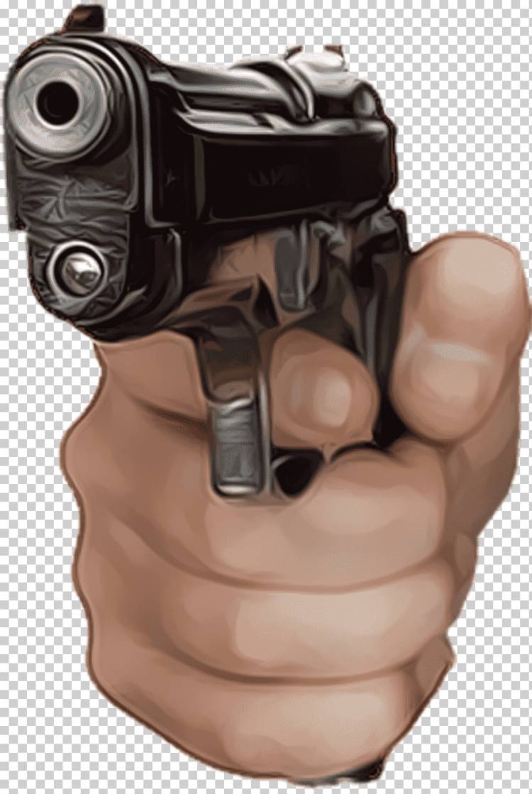 рука держит пистолет, наклейка на бампер оружия Газон знак военный, пистолет, рука, рука нарисованная, руки вверх png