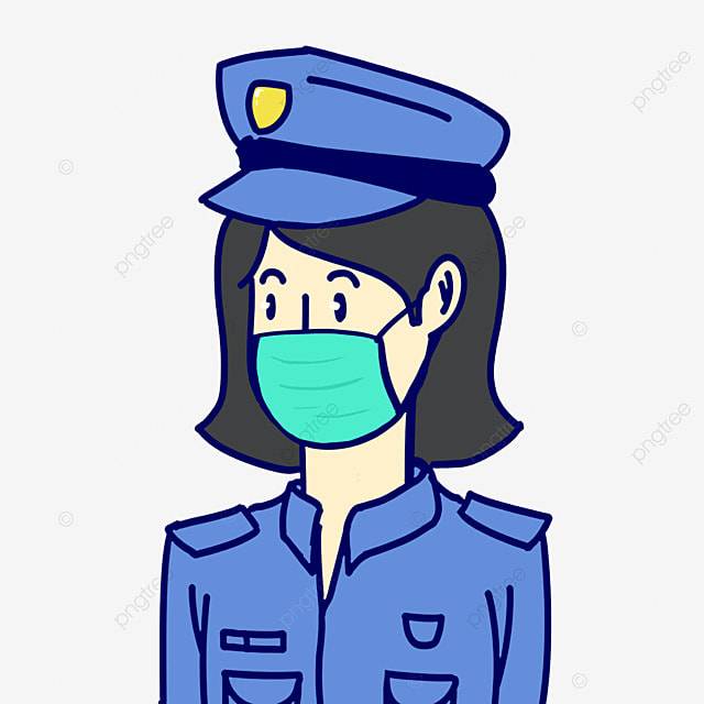 карикатура иллюстрации женщина полиции в маске PNG , бюст, люди, Covid