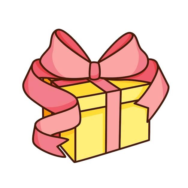 Подарочная коробка каракули с бантом нарисованный рукой романтический подарок графический элемент на день святого валентина или день рождения