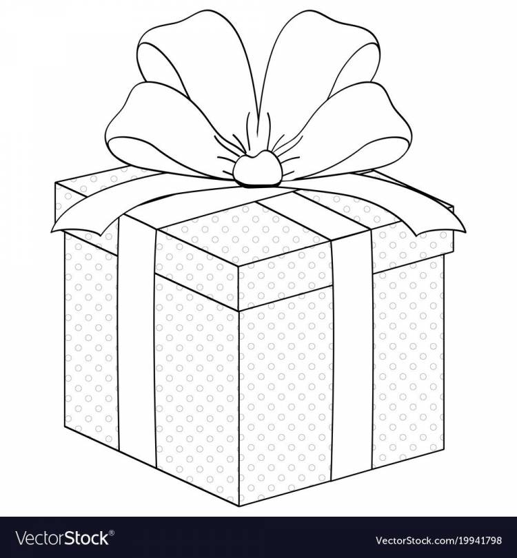 Рисунок коробки подарочной с бантом