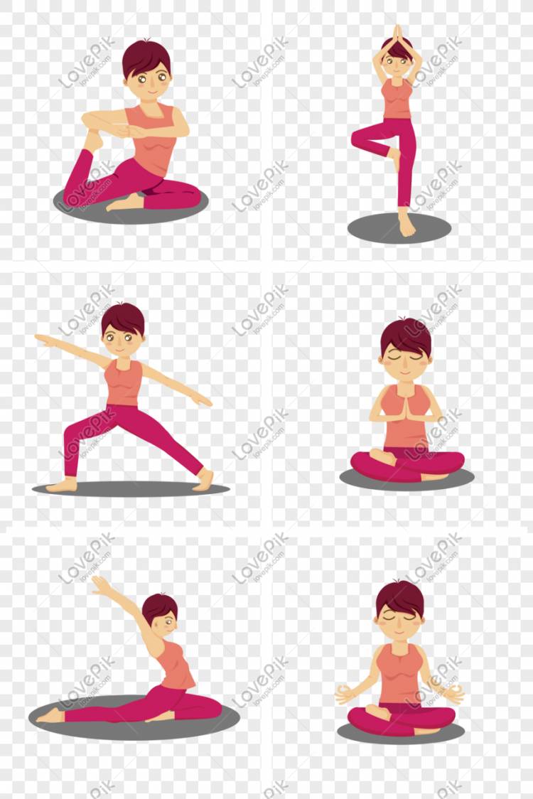 Нарисованный рукой макет девушки йоги изображение_Фото номер