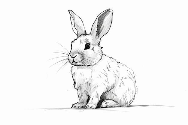 Эскиз кролика, нарисованный карандашом