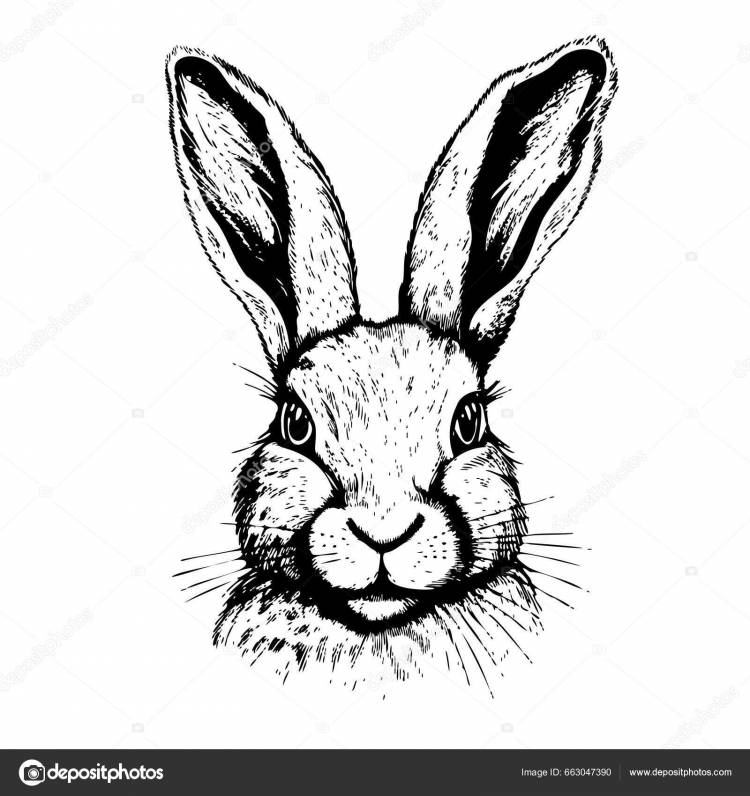 Ручной Эскиз Головы Кролика Нарисован Стиле Каракулей Векторное изображение ©BigJoy
