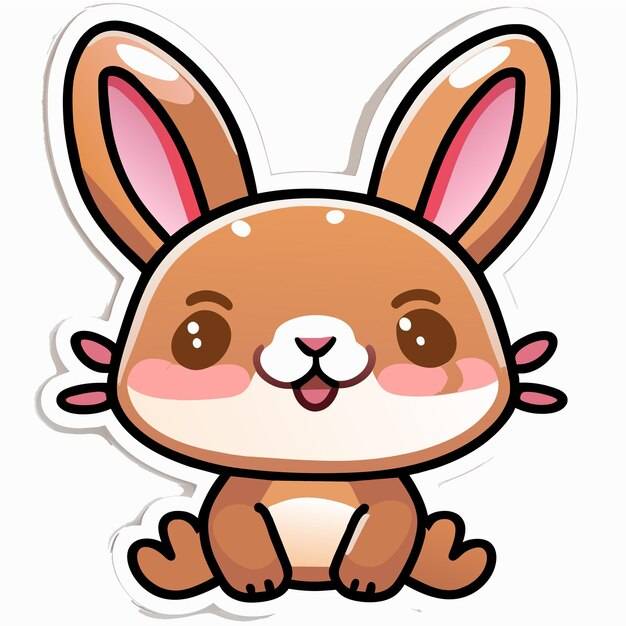 Пасхальный милый кролик-хомяк, нарисованный вручную мультфильм, наклейка, иконка, изолированная иллюстрация