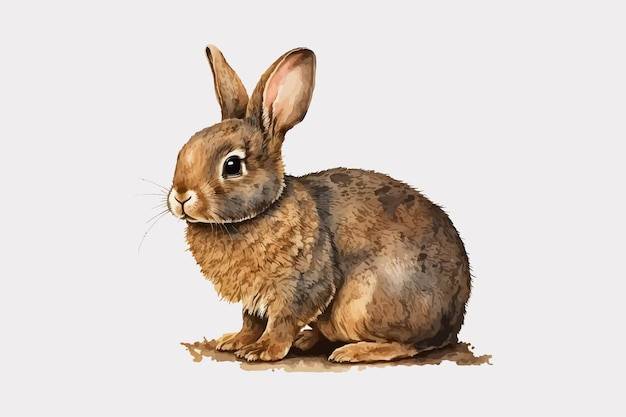 Кролик, нарисованный акварелью