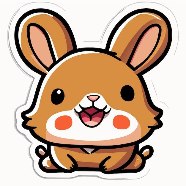 Пасхальный милый кролик-хомяк, нарисованный вручную мультфильм, наклейка, иконка, изолированная иллюстрация