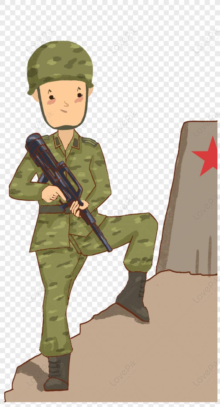 Нарисованный от руки мультфильм солдат изображение_Фото номер