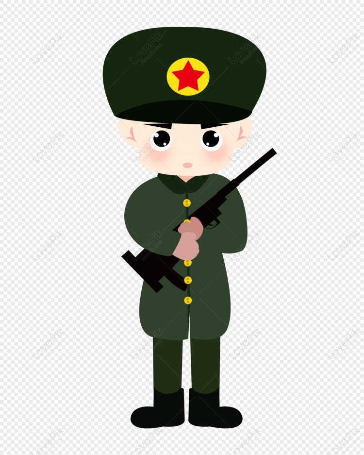 Солдат армии стоя с нарисованной рукой элемента иллюстрации шарж изображение_Фото номер