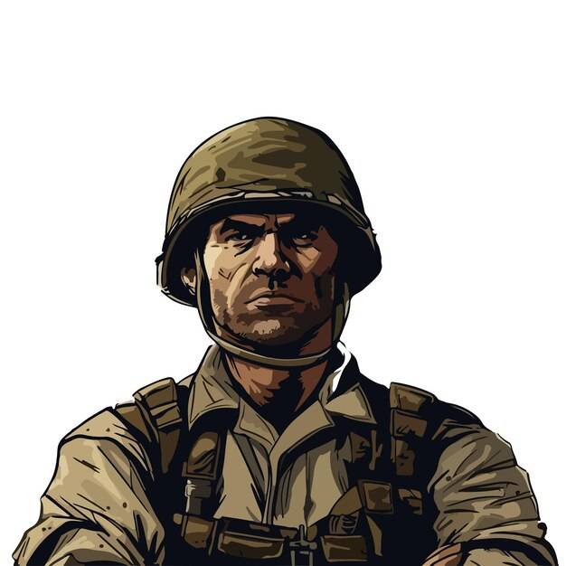 Нарисованная рукой иллюстрация солдата шаржа