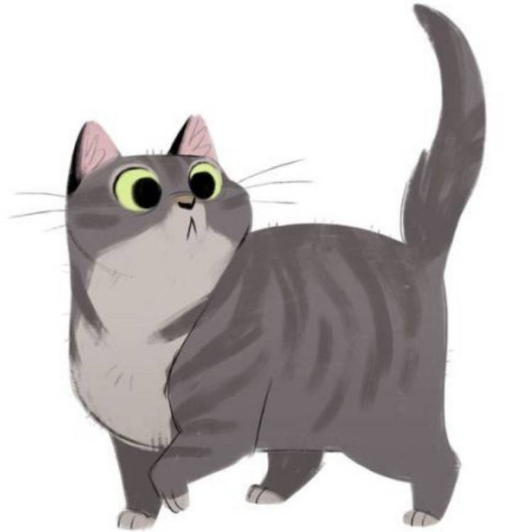 Мультяшный серый кот