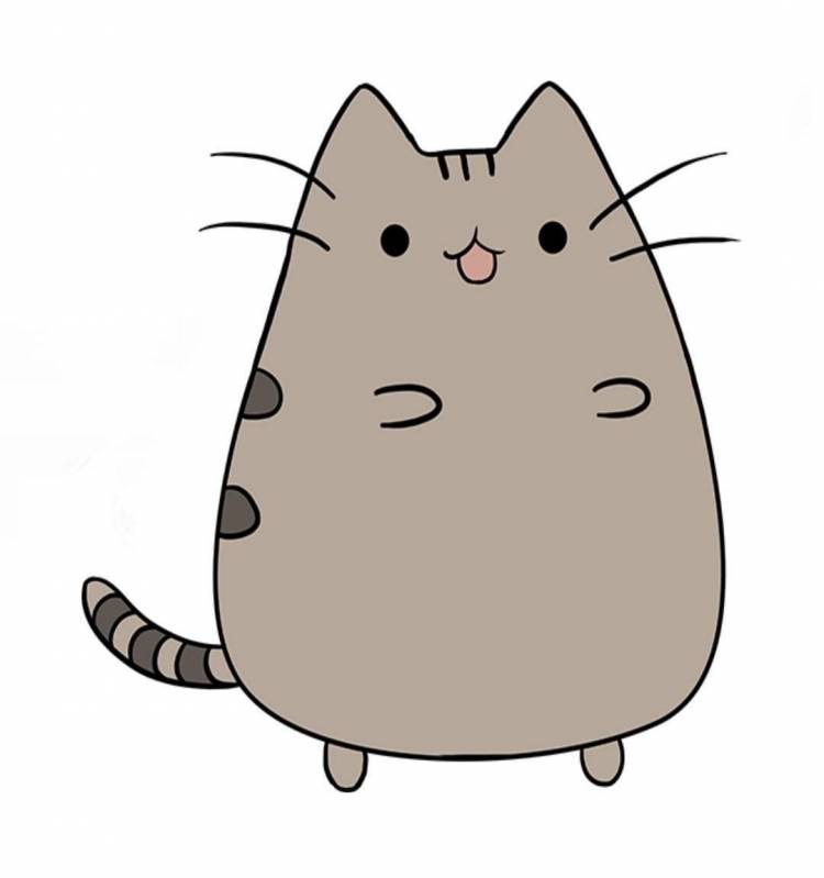 Мультяшный серый толстый котик