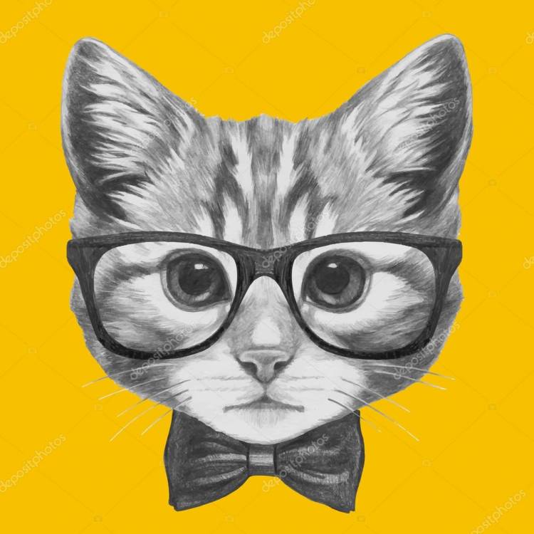 Кот в очках и галстуке Векторное изображение ©Victoria_Novak