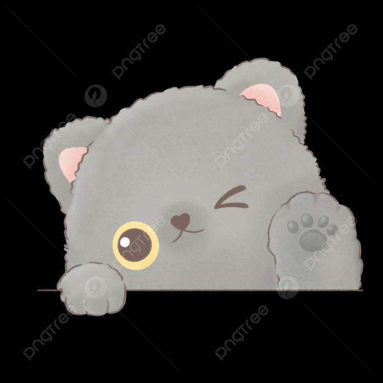 правый серый кот с линией PNG , правый серый, кошка мультфильм, милые кошки PNG картинки и пнг PSD рисунок для бесплатной загрузки