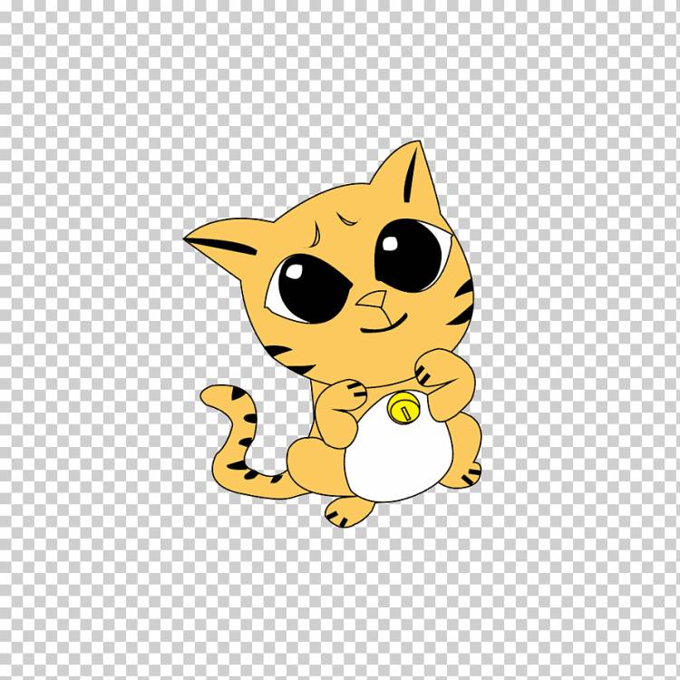 Котенок Кот Усы Желтый рисунок, мультфильм ручная роспись маленький желтый кот, акварельная живопись, млекопитающее, нарисованное png