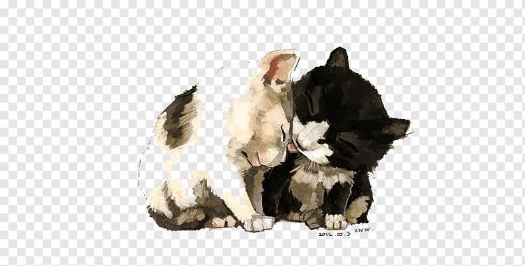 Котенок Котенок Акварельная живопись Иллюстрация, Акварельный кот, акварель Листья, животные, кошка png