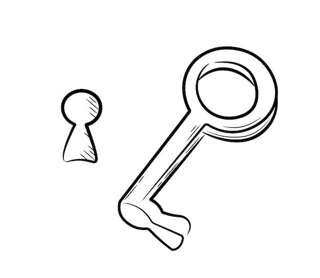 Винтажный ключ, нарисованный от руки