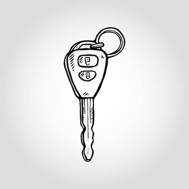 Нарисованный вручную ключ от машины с ключом от машины на нем