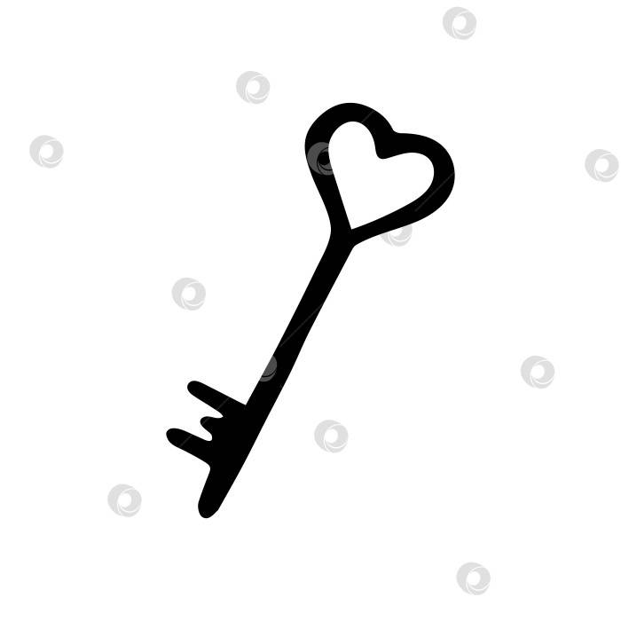 Нарисованный от руки каракулевый ключ с сердечком