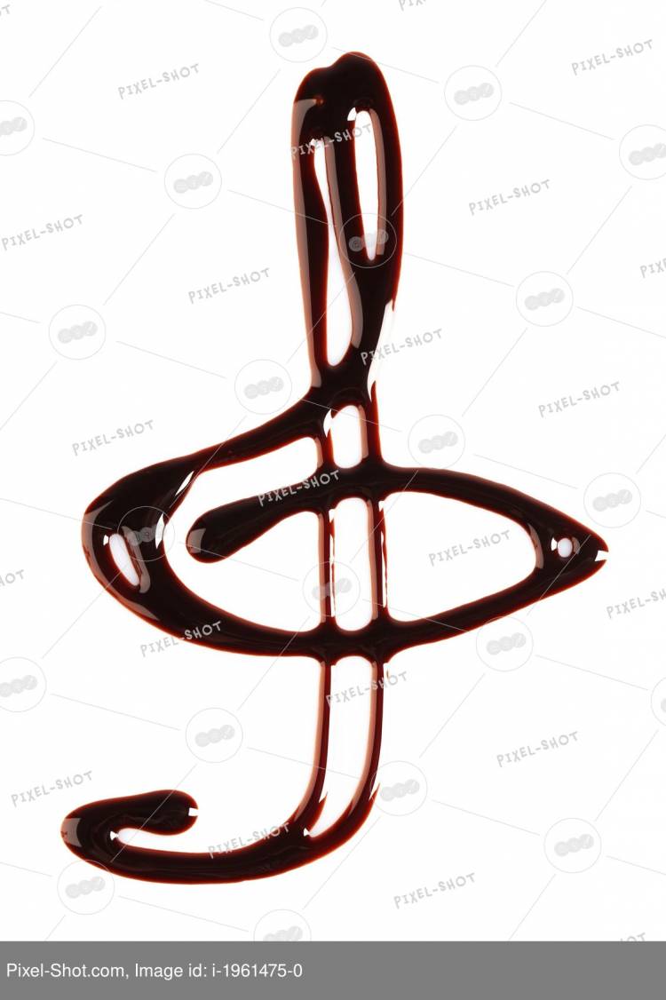 Силуэт нарисованный шоколадный скрипичный ключ, изолированных на белом