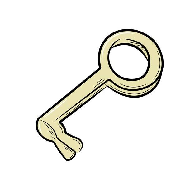 Золотой винтажный ключ, нарисованный вручную