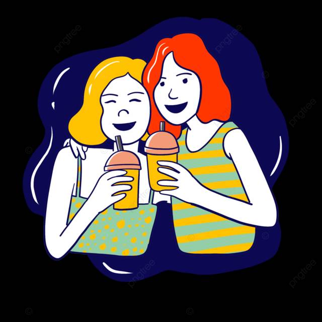 Нарисованные рукой сестры подруги делают покупки и пьют чай с молоком элементы дизайна плаката PNG , Полоса, Длинная картинка, общественное мнение PNG картинки и пнг PSD рисунок для бесплатной загрузки