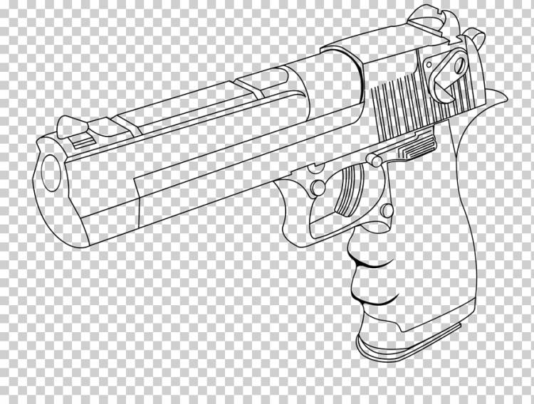 Огнестрельное оружие Line art Оружие Пистолет Пистолет, оружие, угол, рука, монохромный png