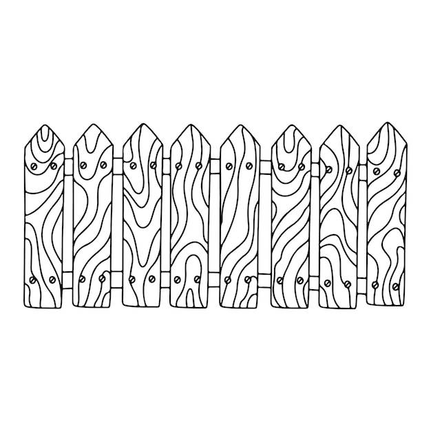 Деревянный забор в стиле наброска каракулей, нарисованных вручную идеально подходит для темы счастливой пасхи на ферме