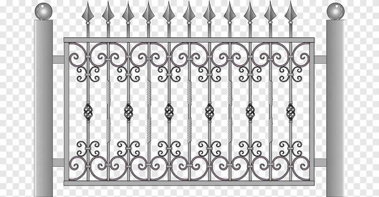 иллюстрация серых ворот, Кованый забор из кованого железа, Окрашенный серый железный забор, акварельная живопись, угол png