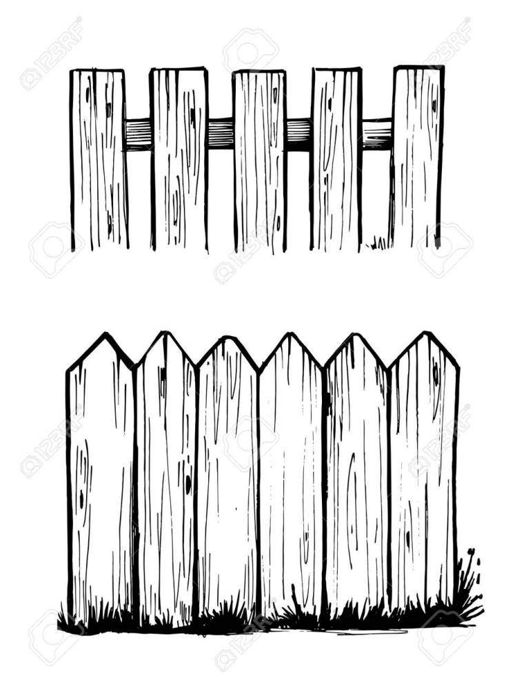 Забор рисунок карандашом