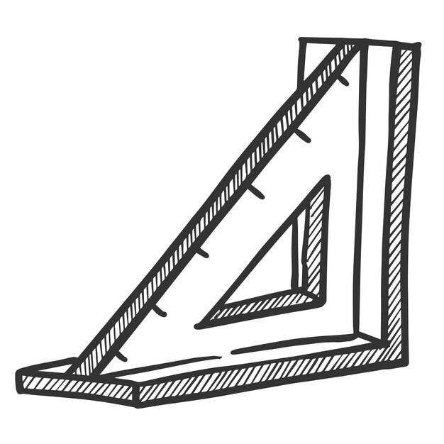 Иконка треугольной линейки, нарисованная вручную каракули