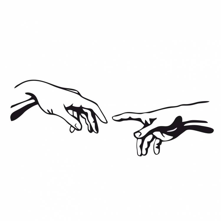 Нарисованные руки тянущиеся друг к другу