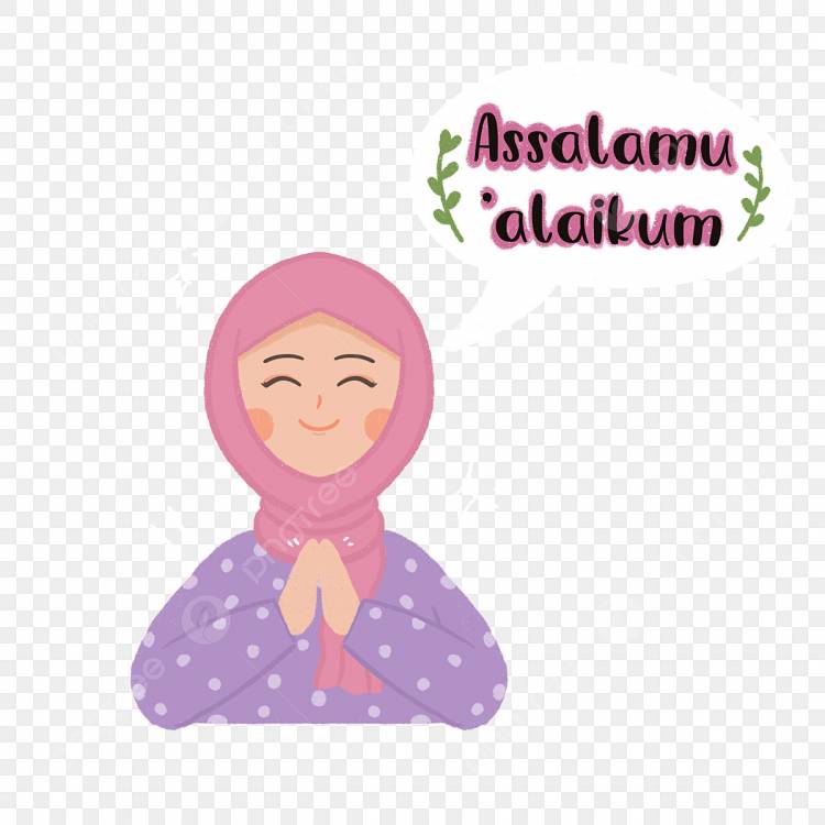 Нарисованная рукой мусульманская девушка в хиджабе говорит текст иллюстрации Assalamualaikum PNG , мусульманка, арабский, каллиграфия PNG картинки и пнг PSD рисунок для бесплатной загрузки