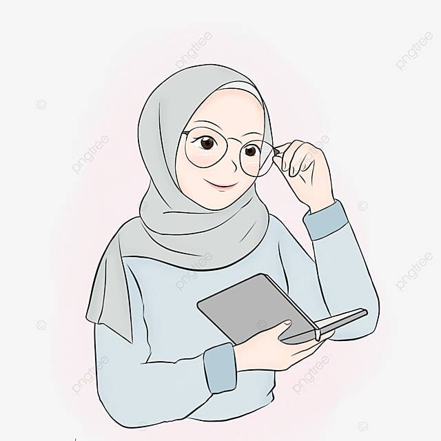 Рука нарисованные Hijab девушка в очках и чтение книги иллюстрации PNG , хиджаб девушка, девушка, мусульманка PNG картинки и пнг PSD рисунок для бесплатной загрузки