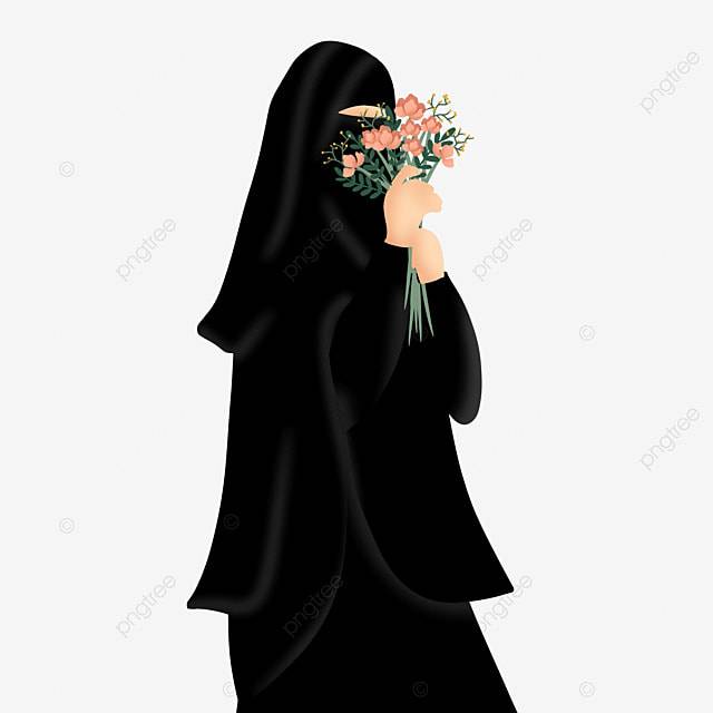 мусульманская девушка держит букет цветов PNG , мусульманка, никаб, цветок PNG картинки и пнг PSD рисунок для бесплатной загрузки