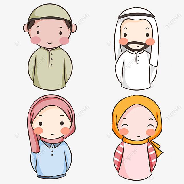 Набор аватаров мультяшного персонажа из мусульманской коллекции в разных моделях PNG , мусульманка, хиджаб, иллюстрация PNG картинки и пнг PSD рисунок для бесплатной загрузки