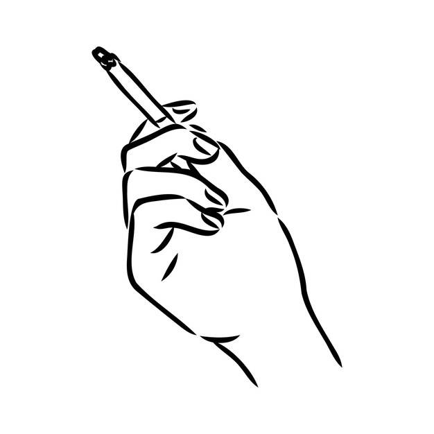 Векторная иллюстрация курения сигарет в стиле эскиза иллюстрация сигареты в винтажной гравировке