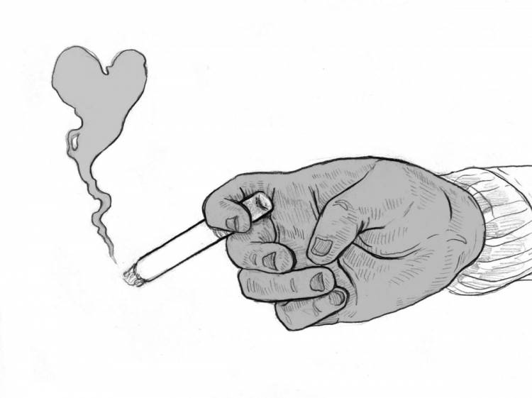 Рука с сигаретой рисунок карандашом