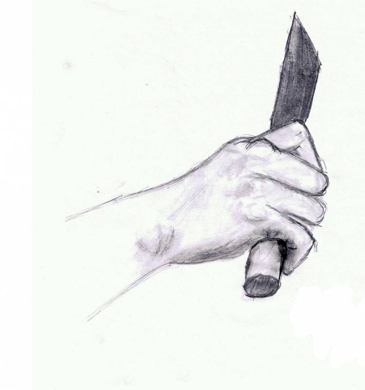 Нарисованная рука с ножом