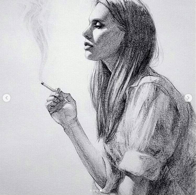 Рисунок курящего человека