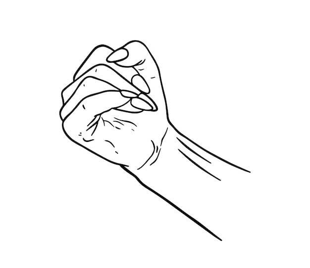 Женская рука с ногтями, маникюр, каракули, линейная мультяшная раскраска