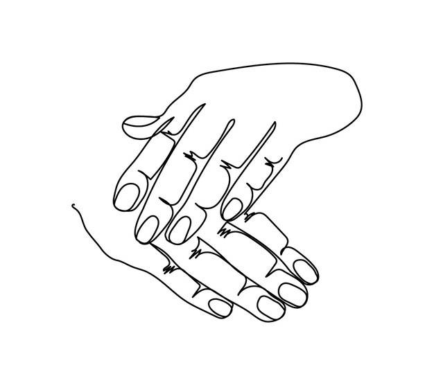 Показать маникюрный жест одной линии искусства непрерывная линия жеста рука нежный жест женских рук