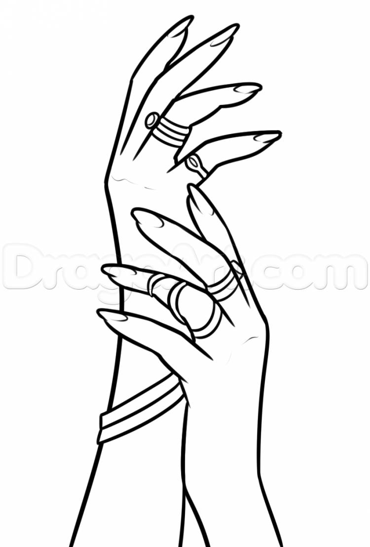 Рука с длинными ногтями рисунок